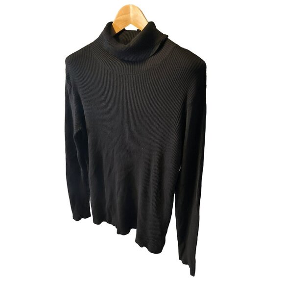 Time and Tru NWT Black Ribbed Long Sleeve Turtleneck Top SZ XXL - Picture 3 of 8